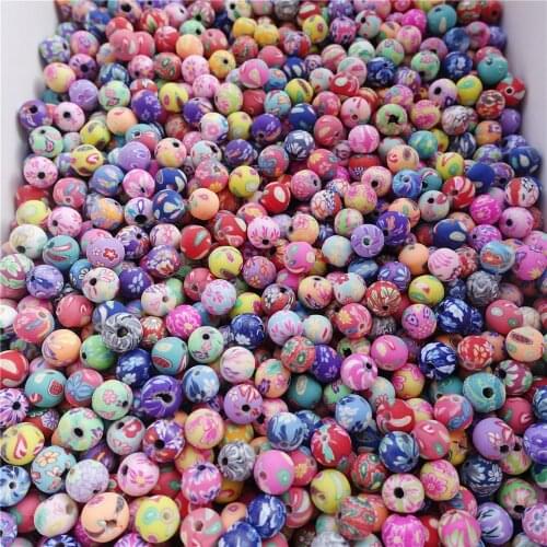 8mm Handmade Fimo Polymer Clay Rainbow Round Beads Variety Colors Flowers Disco Ball DIY Earrings Bracelet Necklace 1000 Pieces