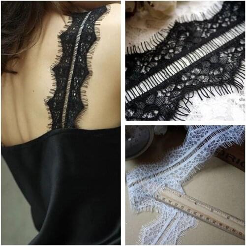 12m / lot Eyelash Lace Fabric 6.5cm DIY Decorative High Quality Soft Off White Nylon Eyelash Lace Trim Wedding Dress Fabric