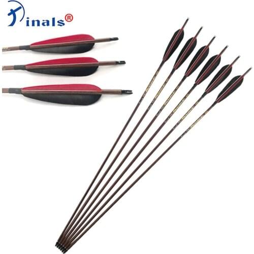 12pcs Spine 400 500 600 Archery Carbon Arrows ID6.2 Shaft Turkey Feather Vane for Recurve/Compound Bows Archery Shooting Hunting