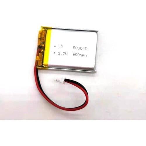 2/5/20/200/1000/10000pcs 603040 , Rechargeable 3.7V 600mAh Li Lipo Lithium Polymer Ion Battery Pack with 2 Pin 2.0mm JST
