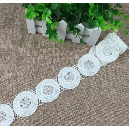 2 Yards 5cm/2'' Width White Pretty Venise Lace Trim Round Shape Nigerian Lace Fabrics 2016