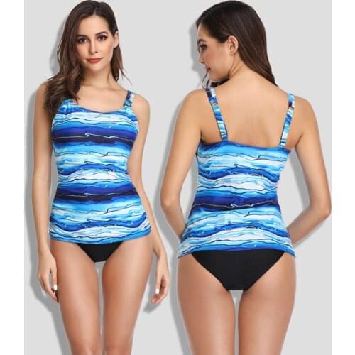 2021 summer women swimsuit Sexy two Pieces Bikini Push Up stripe Set Beachwear printing boxer large big size breathe swim Suit