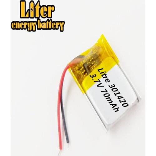 301420 PLUG li-polymer rechargeable battery 3.7V 301420 70MAH MP3 MP4 Bluetooth headset small toys battery