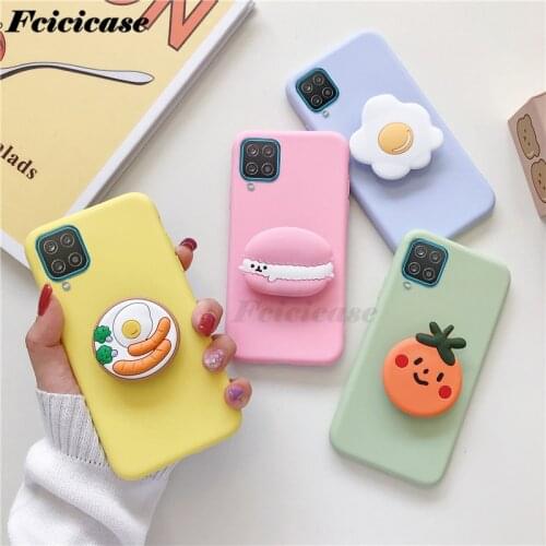 3D Cute Cartoon Stand Silicone Case For Galaxy A12 5g Soft Phone Holder Cover For Samsung Galaxy A12 SM-A125F SM-A125M SM-A12