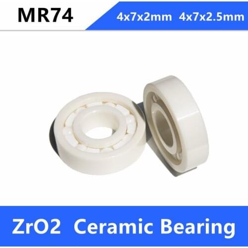 5/10pcs MR74 full Ceramic bearing 4x7x2mm 4x7x2.5mm Zirconia ZrO2 Ceramic ball bearings 4*7*2mm 4*7*2.5mm