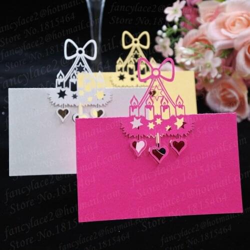 50pcs Place Name Cards Paper Wine Glass Cup Table Invitation Card Favors Baptism Birthday Party Invitation Card Decoration