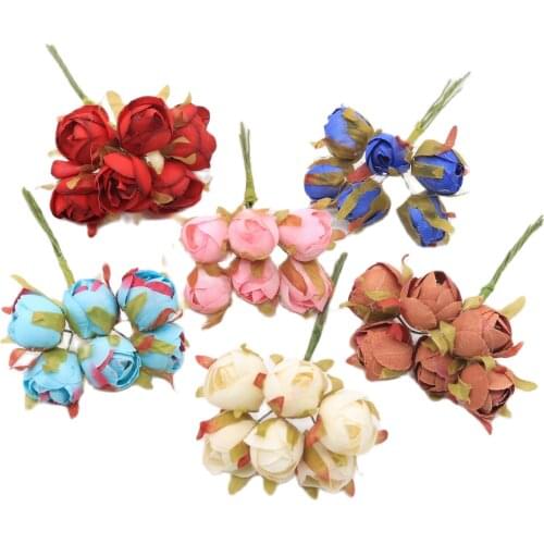 6Pcs/Lot 1.5cm High Quality Nonwovens Rose Bouquet For Diy Handmade Clothing Home Textiles Wedding party festival Accessories