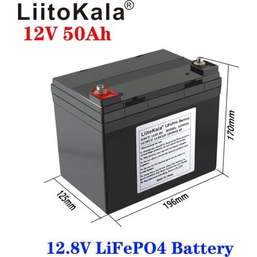 LiitoKala 12.8V 12V 50AH Lithium 3.2V LiFePO4 Battery pack for Solar Energy storage system Electric Boat Yatch with Led display