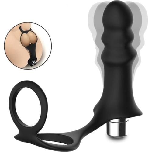 7 Frequency Vibrating Anal Vibrator Prostate Toy Butt Plug Anal Beads Masturbator G Spot Dildo Vibrator Ring Sex Toys for Men