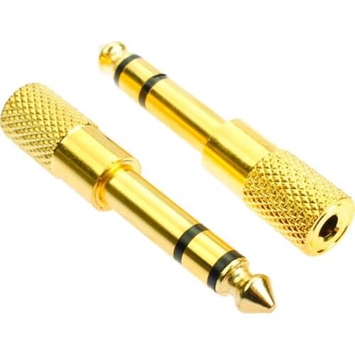 Audio Adapter Stereo 6.35 Male To 3.5 Female Jack Plug Audio Stereo Adaptor Gold Quality Headphone Gold-plated Plug Converter