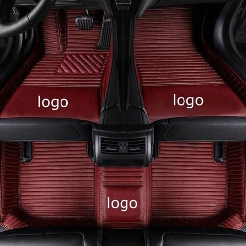 Car Floor Mats Fit for Ssangyong Rodius ActYon Kyron Rexton Chairman Tivolan Tivoli Korando Leather Auto Carpet Cover Wine Red