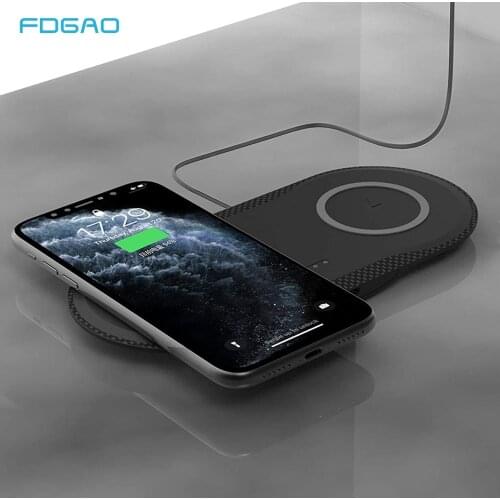 FDGAO Qi Wireless Charger For Samsung S20 S10 S9 Xiaomi Mi 10 iPhone 12 11 XR XS X 8 Plus Dual 15W Seat Fast Charging Station