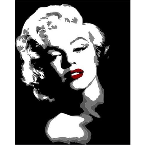 DIY Digital Painting By Numbers Black white Monroe oil painting mural Kits Coloring Wall Art Picture Gift frameless