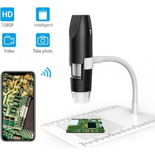 HD 1080P 1000X Wifi Digital Microscope Illuminated Electronic Microscope PCB Jewelry Inspection Video Microscope for Android IOS