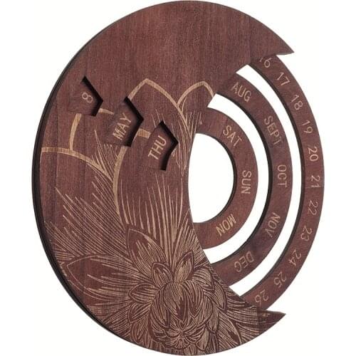Circular Perpetual Calendar Wooden Wall Hanging Crafts Advent Calendars Handicraft Decoration Wooden Crafts