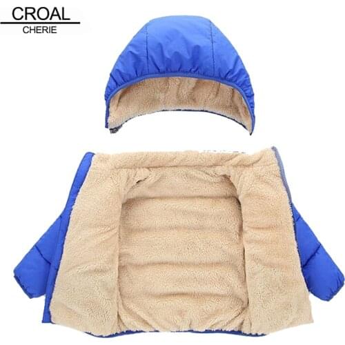 CROAL CHERIE Children Winter Fleece Outdoor Jackets for Boys Hooded Warm Kids Boy Outerwear Windbreaker Autumn Baby Boy Coat