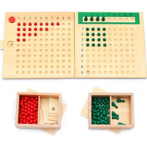 Mathematics Educational Wooden Toy Multiplication and Division Bead Board Red Green Beads Early Childhood Preschool