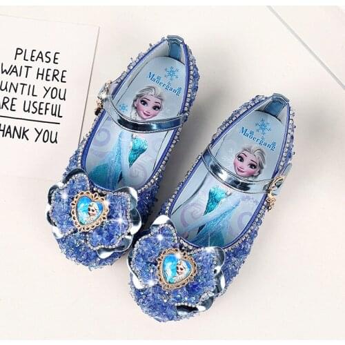 Disney autumn new girls princess shoes frozen elsa childrens soft bottom crystal shoes little girl fashion Korean shoes