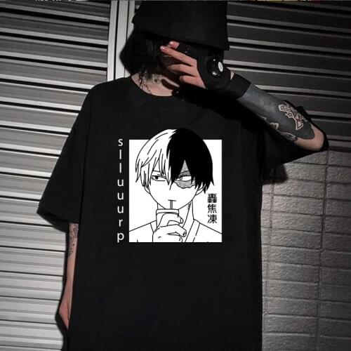 Harajuku T-Shirt Men Anime T Shirt My Hero Academia Shoto Todoroki Anime Tops Tees