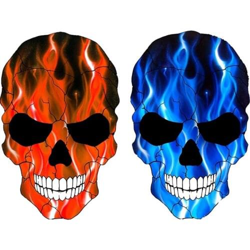 Skeleton ghost evil ghost zombie Red Ranger rock heavy 3D bumper metal label portable fire blue flame window gift motorcycle