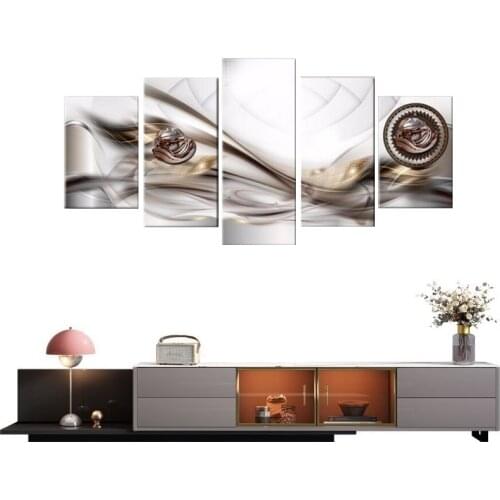 2019 5 Pieces Fashion Wall Art Canvas Painting Abstract Golden Texture Blue Hand Purple Heart Modern Home Decoration,No Frame