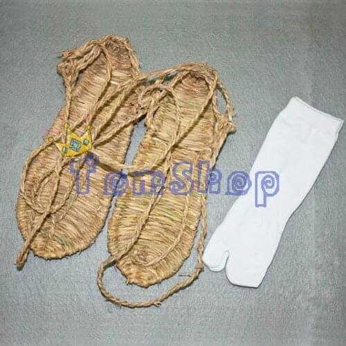 BLEACH COSTUMES HAND-MADE STRAW SANDALS SLIPPER SHOES + FREE SOCKS COSPLAY PROPS FREE SHIPPING