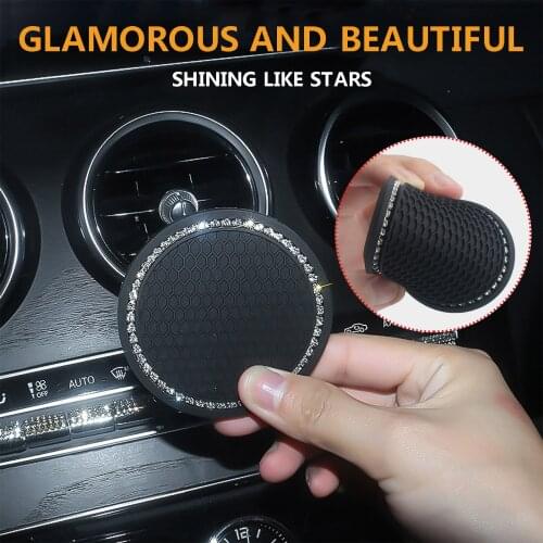 2pc Round Anti-skid Rubber Pad For Automobile Water Cup Diamond-studded Car Coaster Cross-border Creative Silicone #WT