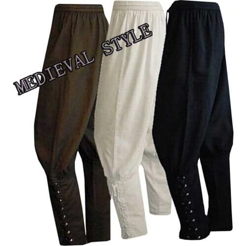 Men Vintage Holloween Pants Bandage Trousers Linen Cotton Comfortable Woven Joggers For Men Medieval Cosplay Costume