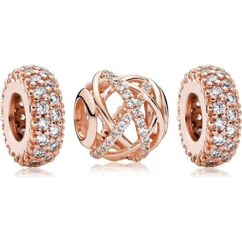 NEW 100% 925 Sterling Silver ROSE SPARKLING GALAXY CHARM PACK Jewelry Suitable DIY Bracelet Gift Factory Direct RAU0527