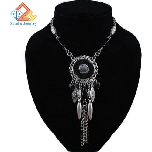 New Long Necklace Fashion Silver Color Geometric Enamel Pendant Statement Necklace For Women Jewelry