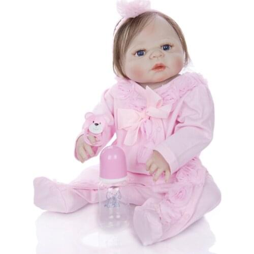 NPK brand bebes reborn girl dolls toys 23" full body silicone reborn baby real new born pink princess dolls