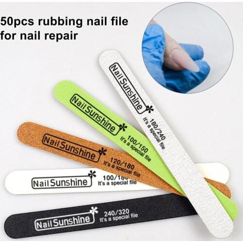 50Pcs Nail File Smooth Nail Dual Sided Manicure Tools Natural Arylic False Gel Nail Nail File for Salon Manicure Polishing Tool