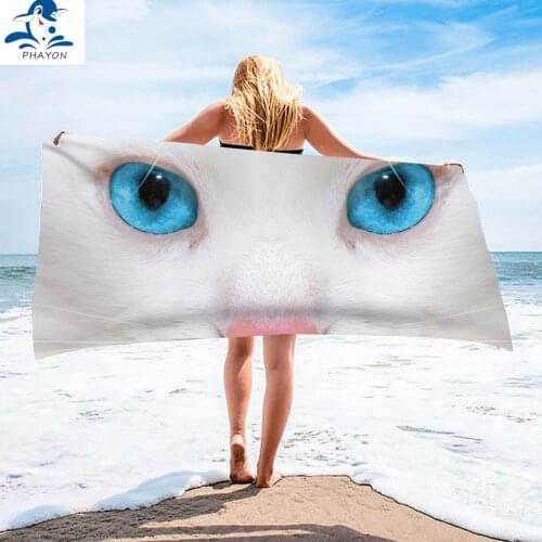 PHAYON Surf Poncho Quicky-dry Bule Cat Eye Microfiber Bath Towels Beach Towel Large Sport Swimming Towels Camping Accessories