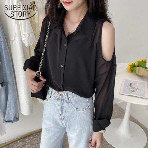 Simple Solid Color Off-Shoulder Shirt Female 2020 Summer New Super Thin Sunscreen Shirt Female Fashion Chemisier Femme 10275