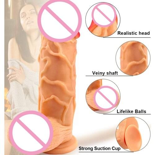 Realistic Dildo 9.8 Inch Huge Dildo with Powerful Sucker Bringing You Pure Pleasure Anal Sex Toys for Woman 18 Shop Female Dildo