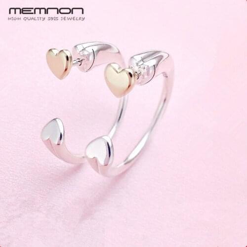Two hearts earrings for women 925 Sterling Silver earing brinco with gold Hoop earring gift to mom fine Memnon jewelry ER480