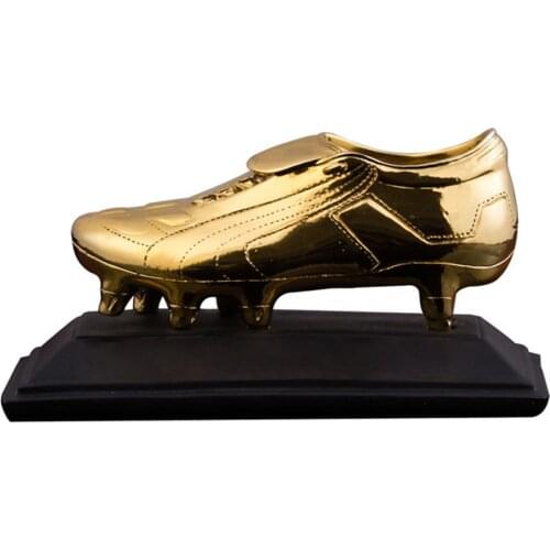 Sports Football Trophy Resin Electroplated Safe to Use Non-toxic Golden Shoe Award Trophy World Cup celebration Gift