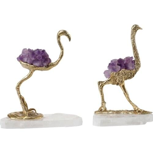 Modern light luxury natural amethyst bedroom living room desktop camel home decoration