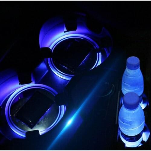 Solar Powered LED Car Cup Holder Mat Pad Drink Bottle Coaster With Light And Vibration Sensor Car Interior Decoration Acrylic