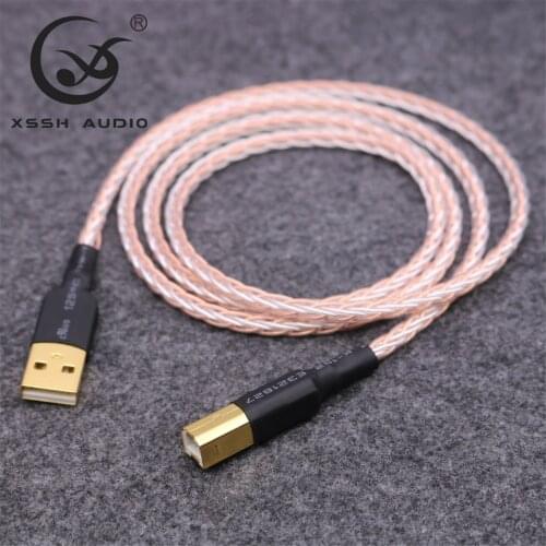 XSSH Audio DIY OCC 7n Copper Silver Mixed OFC copper conductor USB A to USB B Audio cable Cord Wire