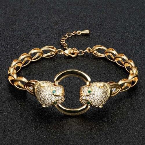 Zlxgirl jewelry hot quality mirco paved zircon leopard bracelet for men jewelry brand jet crystal zirconia animal bangle Pulsera