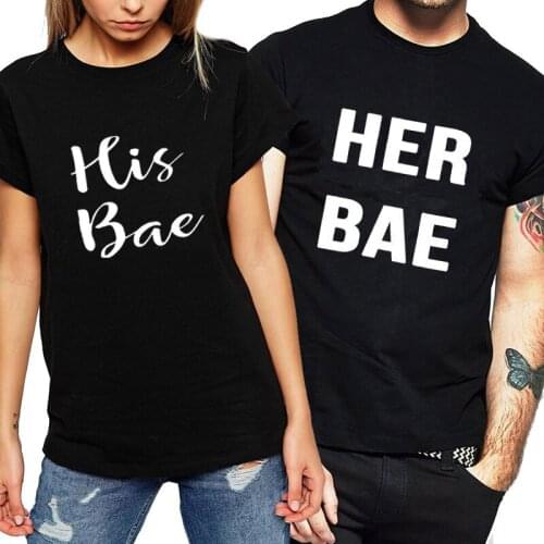 Letter Print Her His Short Sleeve Funny T Shirt Female Tops for Men and Women Couple Clothes Couple T-shirt