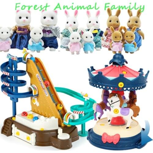 1:12 Roller Coaster Amusement Park Forest Animal Family Early Education Puzzle Screw Assembly Carousel Package Toy Kid Gift