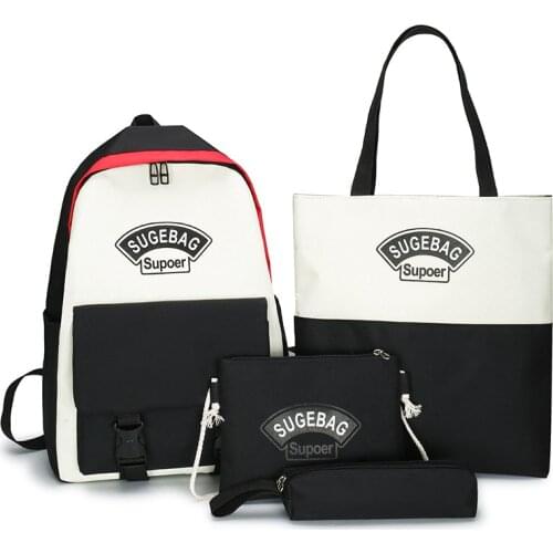 4 Sets/Pcs Woman Laptop Backpack Ribbons School Backpacks Solid Schoolbag For Teenagers Girls Student Book Bag Female Satchel