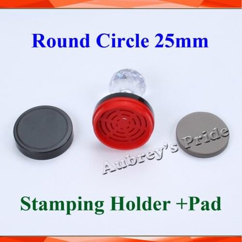 5Pcs Round Circle Diameter 25mm Holder+7mm Rubber Pad Flash Stamp Shell Photosensitive Material Selfinking Stamping Making Seal