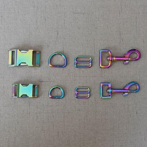 50 Sets 20mm 25mm Colourful Metal D Ring Sider Belt Buckle Snap Clip Hook For Pet Dog Collar Lobster Clasp Sewing Accessory