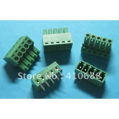 50 Pcs Pitch 3.5mm Angle 5way/pin Screw Terminal Block Connector Green Color T Pluggable Type