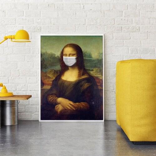 5D DIY Diamond Painting Mona Lisa Poster Wear Mask Painting Cross Stitch Kits Art Doctor Diamond Embroidery Home Decoration Gift