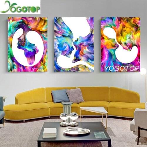 Diy Diamond Painting Colorful lovers Kiss 5D Full Drill mosaic diamond Embroidery Nordic Abstract Home Decor 3pcs/set ML986