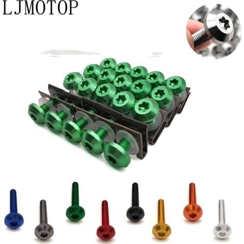 20PCS Aluminium M6 Fairing Bolts Fastener Clips Screw Nuts For Motorcycle Accessories Car Truck Metal Nuts & Bolts Motorcycle